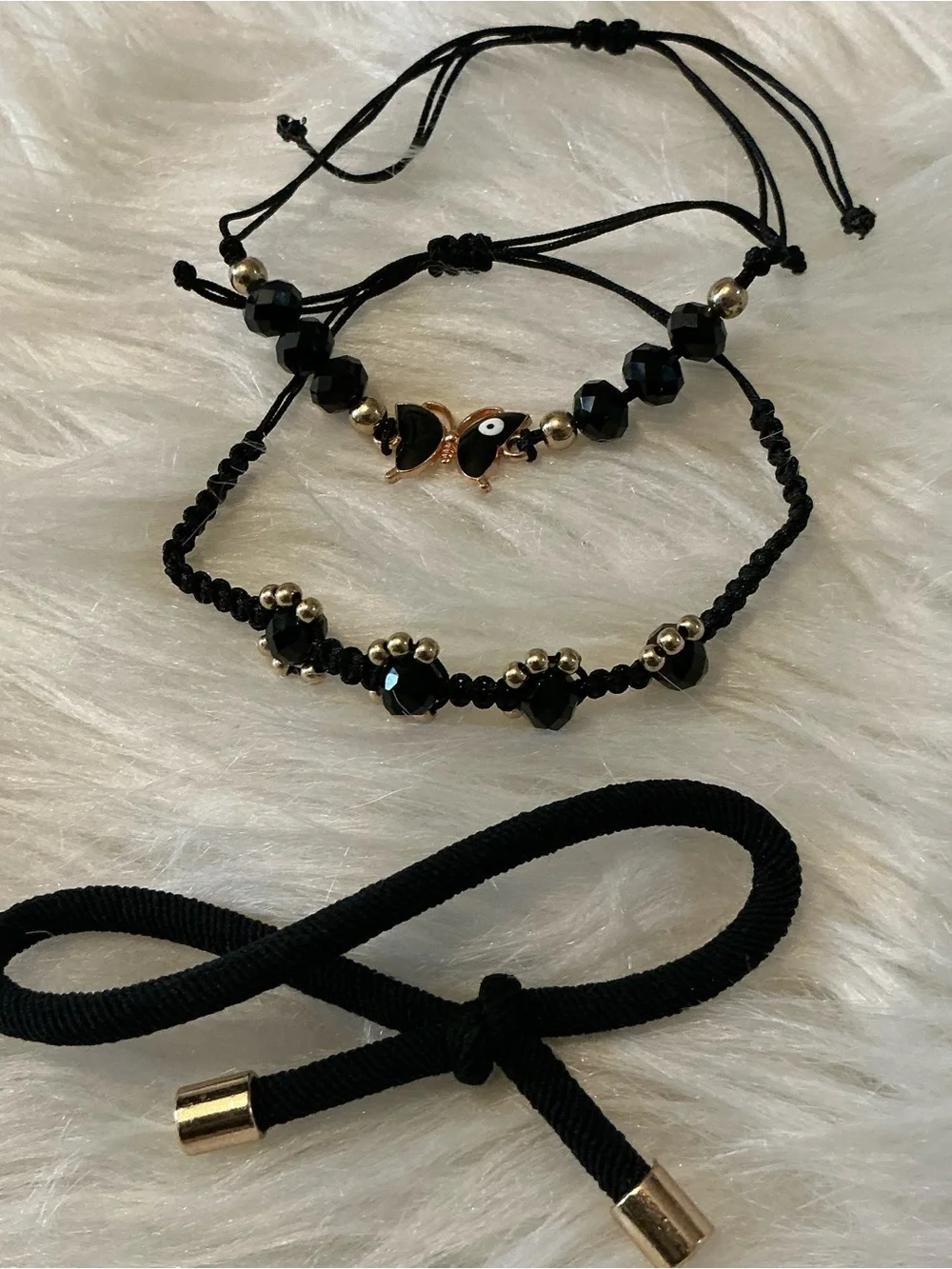 Five black evil eye protection super cute bead/string bracelets
